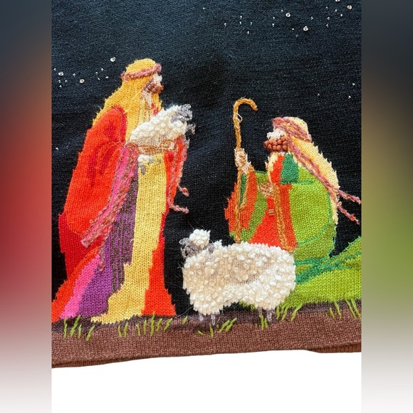 Design Options Philip & Jane Gordon Christmas Cardigan Sweater Nativity Sz XL - Picture 7 of 12